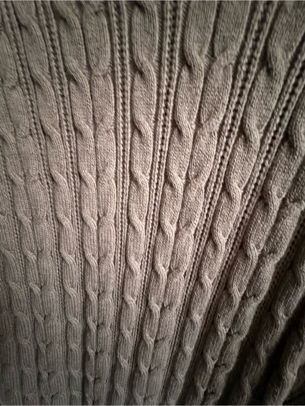 St. John’s Bay Taupe Cable Knit Sweater | V-Neck Cozy Classic | Size Medium - Picture 5 of 6